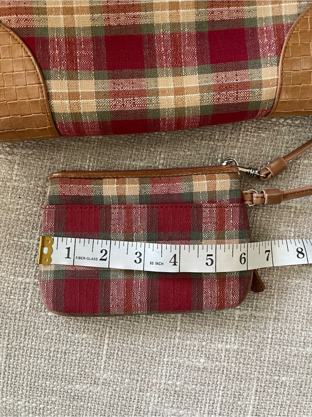 Vintage Longaberger Homestead Plaid Crossbody/Basket Weave Leather w/Wristlet - Picture 9 of 13
